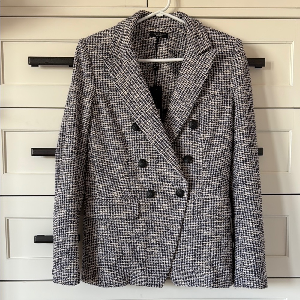 Women's Rag and Bone Preston Navy and White Tweed Blazer